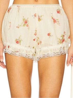 Tularosa Cream Floral Lace-Trim Skort Shorts